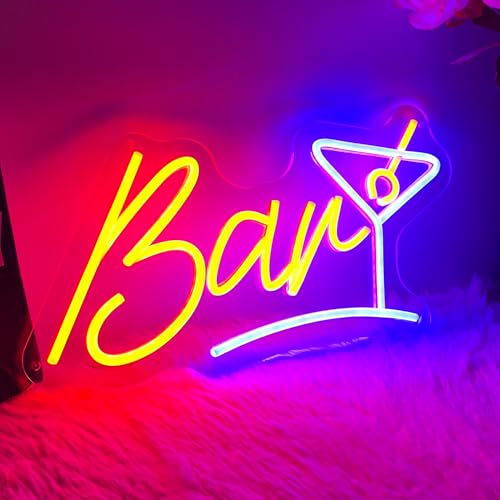Image of Bar Neon Sign for Wall Decor USB-Powered Adjustable Brightness 3D Carved LED Neon Sign for Bar Shop Light up Sign for Kitchen Business Station Beer Bar Club Hotel Restaurant Party Christmas Birthday Gifts for Friends Familys
