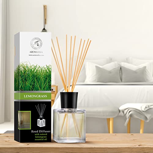 Room Fragrance Diffuser Lemongrass 6.8 Fl Oz - 200Ml - With Bamboo Sticks - With Pure & Natural Lemongrass Essential Oil - Intensive Room Scent - Diffuser Gift Set #TOP2