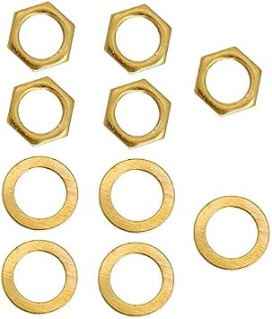 Iron Jack Socket Nuts + Washers Gold for Electric Guitar Bass Accessory 9.36mm Set of 5