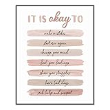 It's Okay To Quotes, Note To Self Poster, School Counselor Art Print, Anxiety Quotes, Counseling Office Decor, Psychologist, Social Worker Wall Decor, Unframed (8X10 INCH)