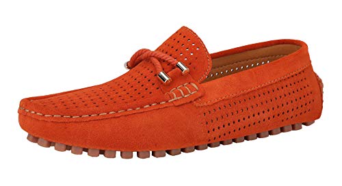 Yaer Herren Klassisch Loafer Wohnungen Wildleder Mokassins Slip On Flache Fahren Schuhe Slippers(Orange-1,44 Asien)