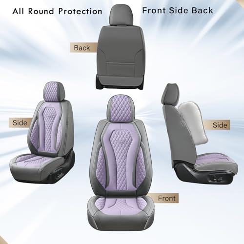 Image of Coverado Leather Seat Covers 2 Seats, Car Seat Covers Front Seats, Purple Car Seat Cover 2 Pack, Front Car Seat Covers, Car Seat Cushion, Auto Seat Covers Driver Seat Protector Universal Fit Most Cars
