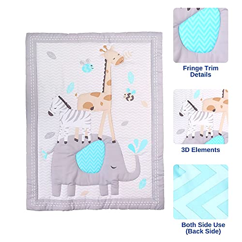Baby Bees Animal Kingdom 4 Pieces Crib Bedding Sets For Boys And Girls | Baby Bedding Crib Set Of Crib Sheet, Quilt, Dust Ruffle For Standard Size Crib #TOP3