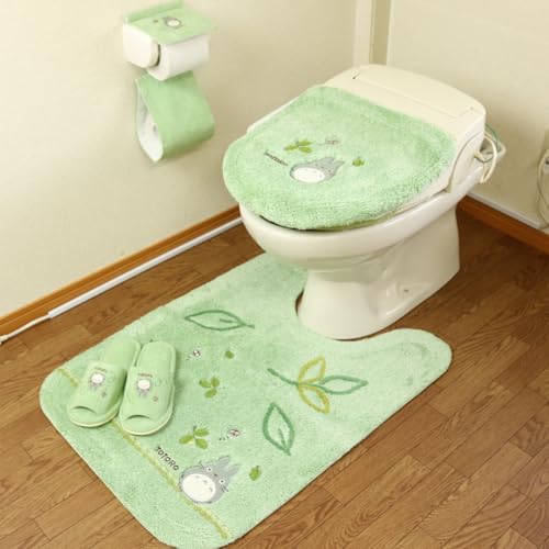 となりのトトロ トイレマット セット 4点 ロングトイレマット グリーン マルチ型 洗浄便座・普通便座兼用 ジブリ センコー トトロ もりのかぜ 緑