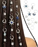 MOPZIJA 45 Pièces Bijoux Cheveux Tresse Argent, accessoires cheveux, perle cheveux, Bijoux Cheveux Tresse, Accessoires pour Dreadlocks pour Hommes, Femmes, Filles et Garçons