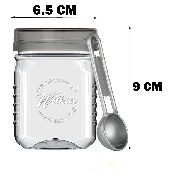 Image of Airtight Containers Set of 4 with Spoon for Kitchen Storage, Food Grade Plastic,Stackable & Transparent Organizer Jars, Masala Dabba, (349 ml) for Tea,Coffee,Sugar,Dry Fruits(SYDNY 349(Set of 4)) 7