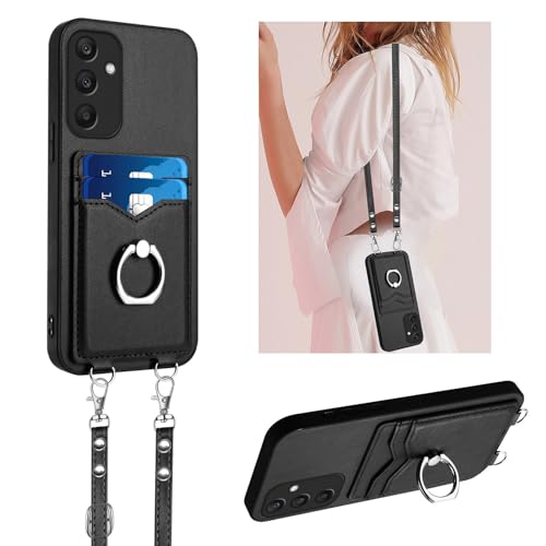 Étui portefeuille Samsung Galaxy A36 5G LEMAXELERS avec bandoulière et porte-cartes noir