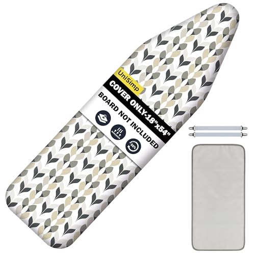 Image of Ironing Board Cover and Pad 18 inchx54 inch Extra Thick Natural Cotton, Scorch & Stain Resistant Iron Board Cover, Extra Large Iron Board Cover with Fasteners Heavy Duty Heatproof Elastic Edge Foliage
