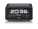 Roxel Nod Bedside Radio, DAB/DAB+ & FM Radio, Alarm Clock, Wireless Phone Charging, Large Digit Display, Dual Bedside Alarm Clock with Wireless Streaming (Black)