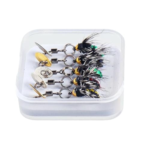 Osdhezcn 5pcs Fly Fishing Flies Set - Fishing Hooks & Lures with Sequins - Trout Target Species - Metal Material - 14 Size - Spear Point Style