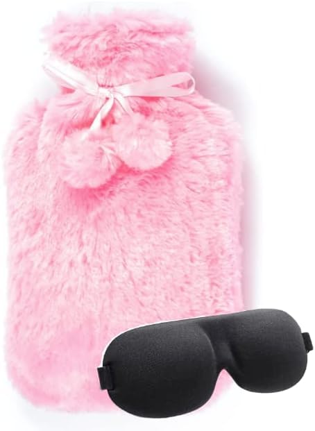 Bouillotte de 2 litres en caoutchouc naturel avec sa housse rose layette pour soulager les douleurs