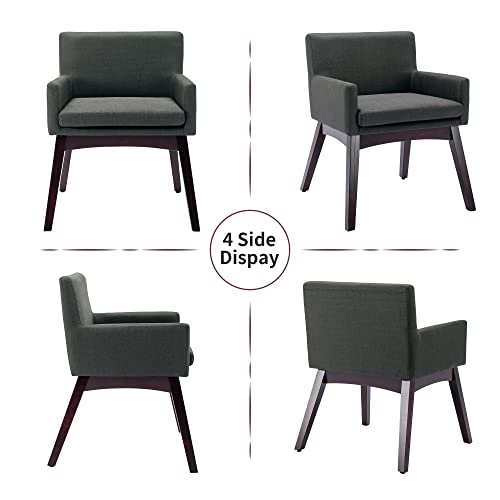 Kcc Fabric Dining Chairs Set Of 2, Accent Upholstered Arm Chair Walnut Wood Legs, Thick Sponge Seat, Modern Leisure Chair For Dining Room, Living Room, Bedroom #TOP6