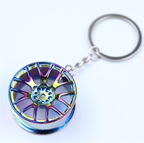 Auto Parts Metal Key Chain Colorful wheel hub Keychain Wheel Tire Rim Keychain Creative Auto Part Model Wheel Hub Keychain Car Parts Keyring