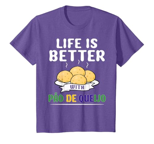 Pao de Queijo Flour Pan Lovers Brazilian Food Pao De Queijo T-Shirt, Youth, Purple Heather, Medium
