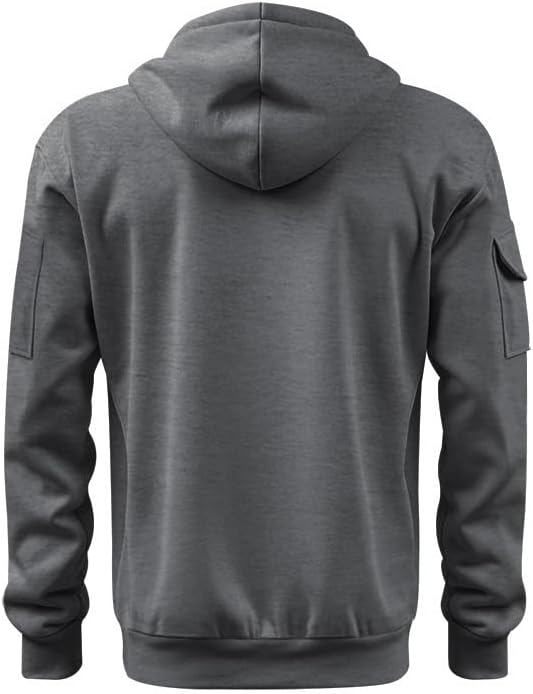 Men's Half-Zip Sweatshirt - Hooded Pullover Soft Autumn Winter Casual Wear for Vacations Daily Life - Image 3