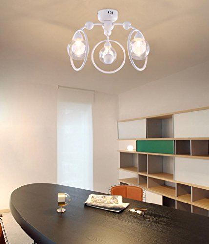 Plafonnier blanc anti-éblouissement 3 globes verre confort G9