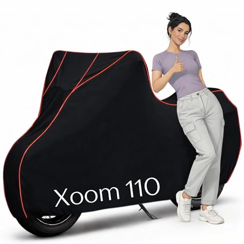 Image of PUBAMALL Classic 100% Water Resistance Xoom 110 Bike Cover | Taffeta Body Cover for Rain & Sun | UV Protection, Dustproof, Scratch Resistant, Windproof, Heat Resistant, Vehicle Specific Fit