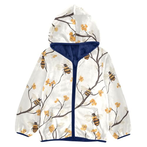 Bee Girls Fleece Jacket Girls Fall Jacket Girls Zip Up Hoodie Girls Sherpa Jacket 2-10T