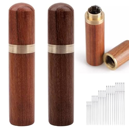 25-teiliges Nähnadeln und Stricknadel-Set mit großem Öhr und Holzetui, 5 Größen, scharfe Edelstahl-Sticknadeln für Handnähen, Basteln, Ausbessern von Kleidung