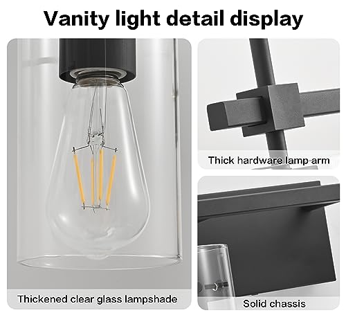 Image of SOLFART 4 Lights Vanity Light Black Bathroom Vanity Lights Over Mirror Vanity Lights for Mirror Bathroom Light Fixture