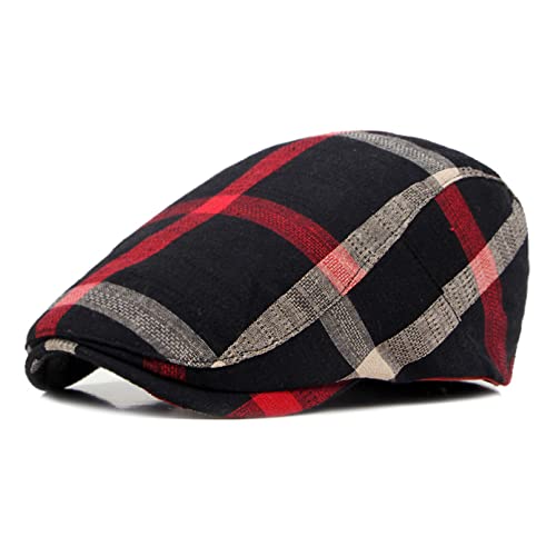 Image of Men's Plaid Striped Newsboy Ivy Flat Driving Golf Cap