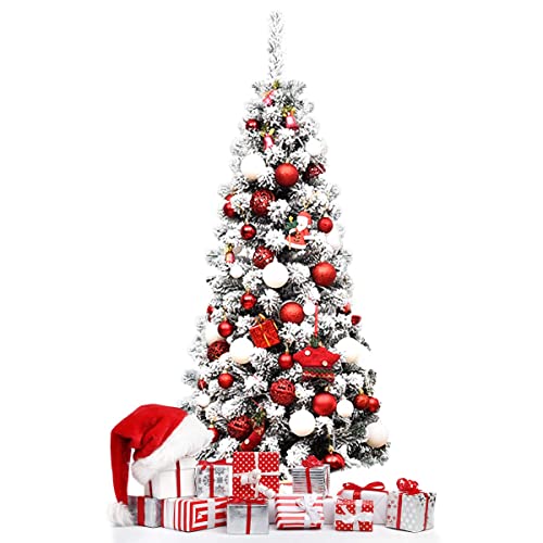 RELAX4LIFE Árvore de Natal de neve em PVC com suporte dobrável de metal e ramos flexível, árvore de natural de interior e exterior para casa, loja, escritório (140 cm)