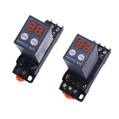 H3Y-2/H3Y-4 Digital Display Time Relay Cycle Time Control Delayer DC/AC 12V 24V 220V with Base Socket PYF 08A/14A(With base,H3Y-
