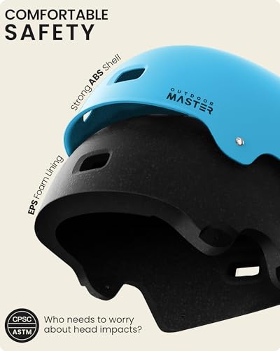 Image of OutdoorMaster Skateboard Cycling Helmet - Two Removable Liners Ventilation Multi-Sport Scooter Roller Skate Inline Skating Rollerblading for Kids, Youth & Adults - M - Blue