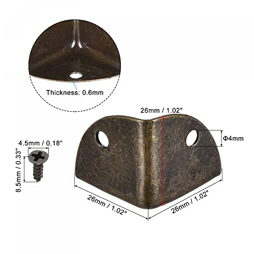 Image of uxcell 26x26x26mm Metal Box Corner Protectors Edge Guard Bronze Tone 12pcs for Table Corners and Desk Corners
