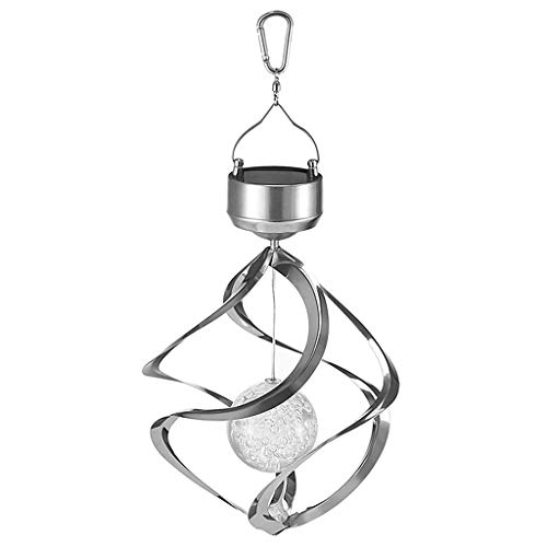 Huwaioury Wind Chimes Lights, Hanging Solar Lights Outdoor LED Colour Changing Hanging Light Waterproof Spiral Spinner Lamp for Design Decoration for Garden, Patio, Balcony Outdoor & Indoor