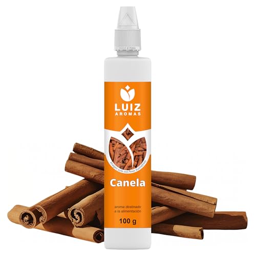 LUIZ AROMAS | Aroma Canela - Aroma Alimentario en Gotas para dulces de Hornear, Pasteles, Bizcochos y Tartas | Producto Vegano sin Calorías y sin Azucar | Producto 100% Italiano (100g)