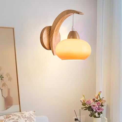 Apliques de pared moderno madera E27 interior lámparas cristal sala de estar luz cálida C