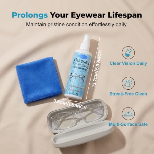 Image of Lens Scratch Repair Spray,120ML Glasses Scratch Remover and Cleaner For Eyeglasses, Sunglasses and Reading Glasses, Removes Scratches, Fingerprints, Oil and Dust，1