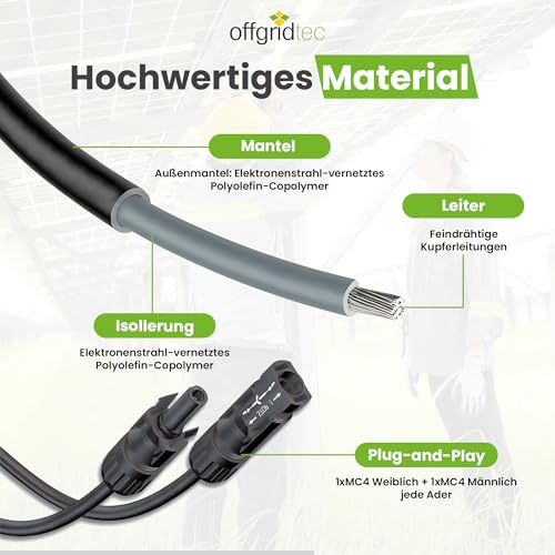 Câble connexion 7m MC4 Offgridtec pour régler les pertes de charge
