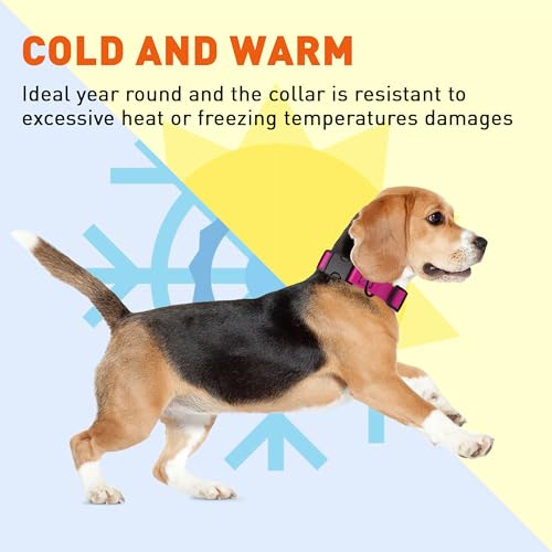 Image of Dogline Biothane Waterproof Dog Collar with Quick Release Buckle Strong Coated Nylon Webbing with Odor- Proof for Easy Care Easy to Clean Fits Small Medium Large Dogs, Magenta Pink 1 inch W 15-23 inch L