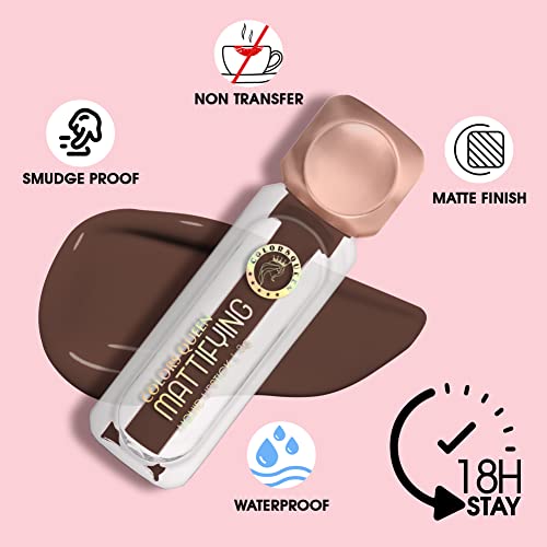 Image of Colors Queen Mattifying Non Transfer Liquid Lipstick - 04 Cocoa - 3g | Long Lasting Liquid Matte Lipstick | Transfer Proof & Waterproof Lipstick Enriched with Vitamin E & Almond Oil, Lasts up-to 18 Hours