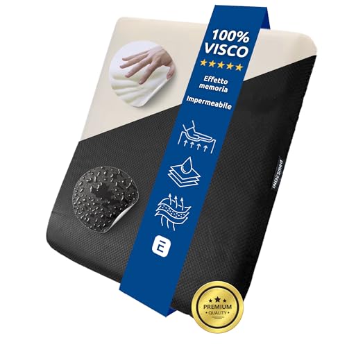 INDESMED Cuscino antidecubito in schiuma viscoelastica, antiscivolo, ergonomico e impermeabile per sedia a rotelle, ufficio, cuscino posturale, rivestimento impermeabile, lavabile, prodotto in Spagna