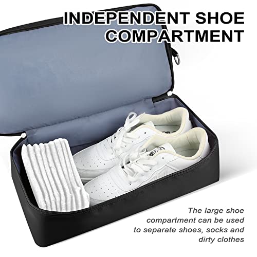 Woomada Travel Duffel Bag, Gym Bag With Wet Compartment ＆ Shoe Compartment. Overnight Bag For Women With Toiletry Bag, Carry On Duffel Bag,Sports Gym Tote Bag（Black） #TOP3