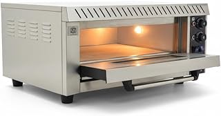 HG Commercial Electric Pizza Oven 16x24 Inch, Stainless Steel Single Deck, Dual Temperature Control, Digital Timer, Built-in Light - For Restaurants, Cafes & Bakeries