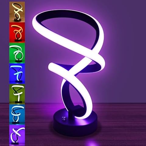 Aialun Modern Spiral Table Lamps, LED Dimmable Touch Bedside Lamp Unique, 10 Light Modes RGB Color Changing Cool Lamp Gifts for Bedroom Living Room Office Nightstand Desk House Home Decor Cover