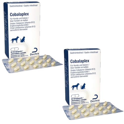 Dechra Cobalaplex | Doppelpack | 2 x 60 Kapseln | Ergänzungsfuttermittel für Hunde und Katzen | Mit Vitamin B12