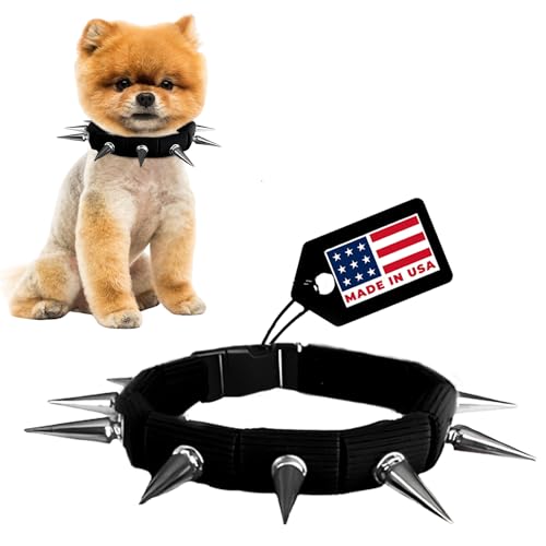 CoyoteCollar Spiked Dog Collar - Small Black Spike Collar, Adjustable, Studded, Protection Against Coyotes and Aggressive Dogs