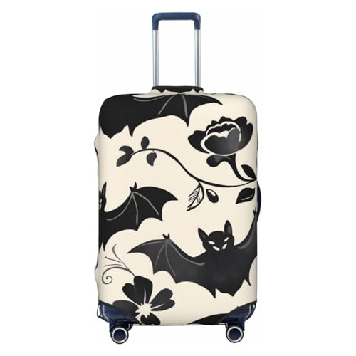 Bat Floral Halloween Luggage Cover Elastic Washable Protector Anti-Scratch Travel Suitcase Covers With Concealed Zipper For 18-32 Inch Luggage X-Large