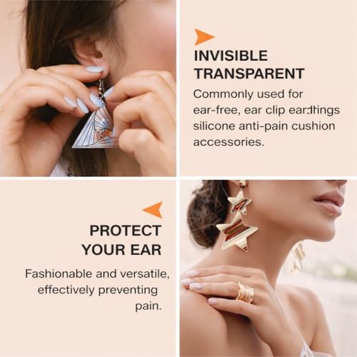 Image of Invisible ear lobe support for earrings | earlobe support patches for Droopy & Torn Pierced Ears | earring supporter for heavy earrings with Waterproof Clear Adhesive | ear patches for heavy earrings & Big Hole Support (Transparent - Pack of 30)