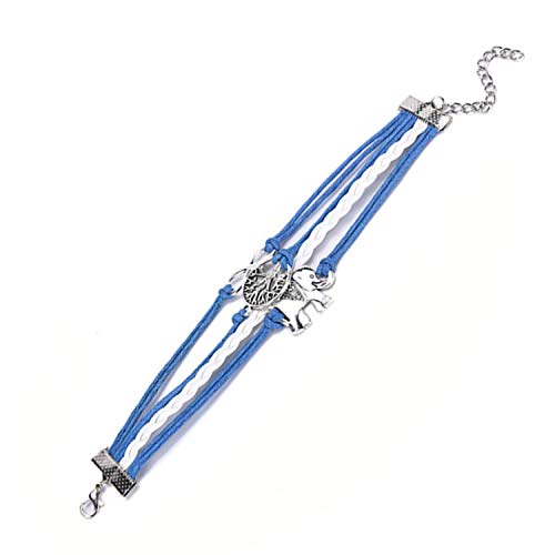 Vintage Style Blue and White Leather Rope Elephant Tree Branch Infinity Love Bracelet