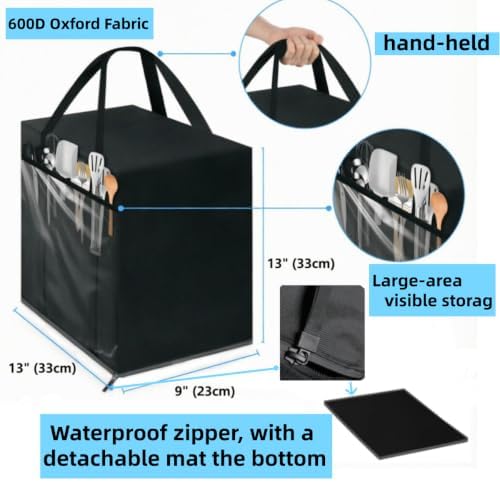 Ice Maker Dust Cover Universal, Handheld Waterproof Heavy Duty Oxford Storage for Portable Car Cooler Warmer, 13''x 9''x13'' image 4