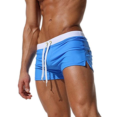 TONLEN Mens Swimwear Short Swim Trunks with Zipper Pocket