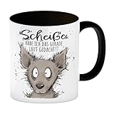 Hochwertiger Druck, glänzende Farben und spülmaschinenfest. Ein schöner Kaffeebecher in schwarz
