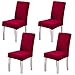 Ogrmar 4PCS Stretch Removable Washable Dining Room Chair Protector Slipcovers/Home Decor Dining Room Seat Cover (Wine Red)