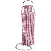 Paris Hilton Diamond Bling Water Bottle With Lid And Removable Carrying Strap, Stainless Steel Vacuum Insulated, Bedazzled With Over 5000 Rhinestones, 25-Ounce, Ombre Pink to Silver